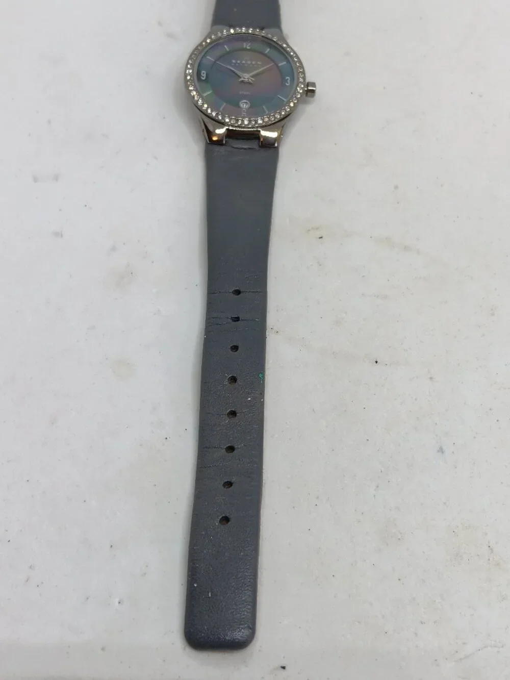Skagen 630SMLM Women's 27mm Slim Profile Crystal Accent MOP Dial Quartz Watch